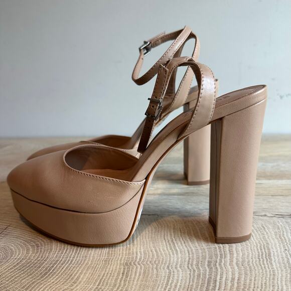 Schutz Josie Mila Platform Heels Nude Beige 9 - Picture 3 of 16